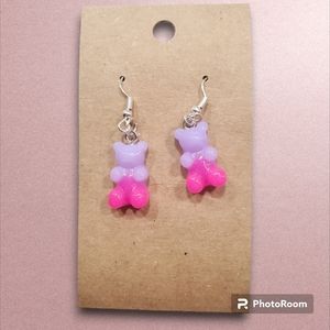 Pink and Purple Gummy Bear Earrings